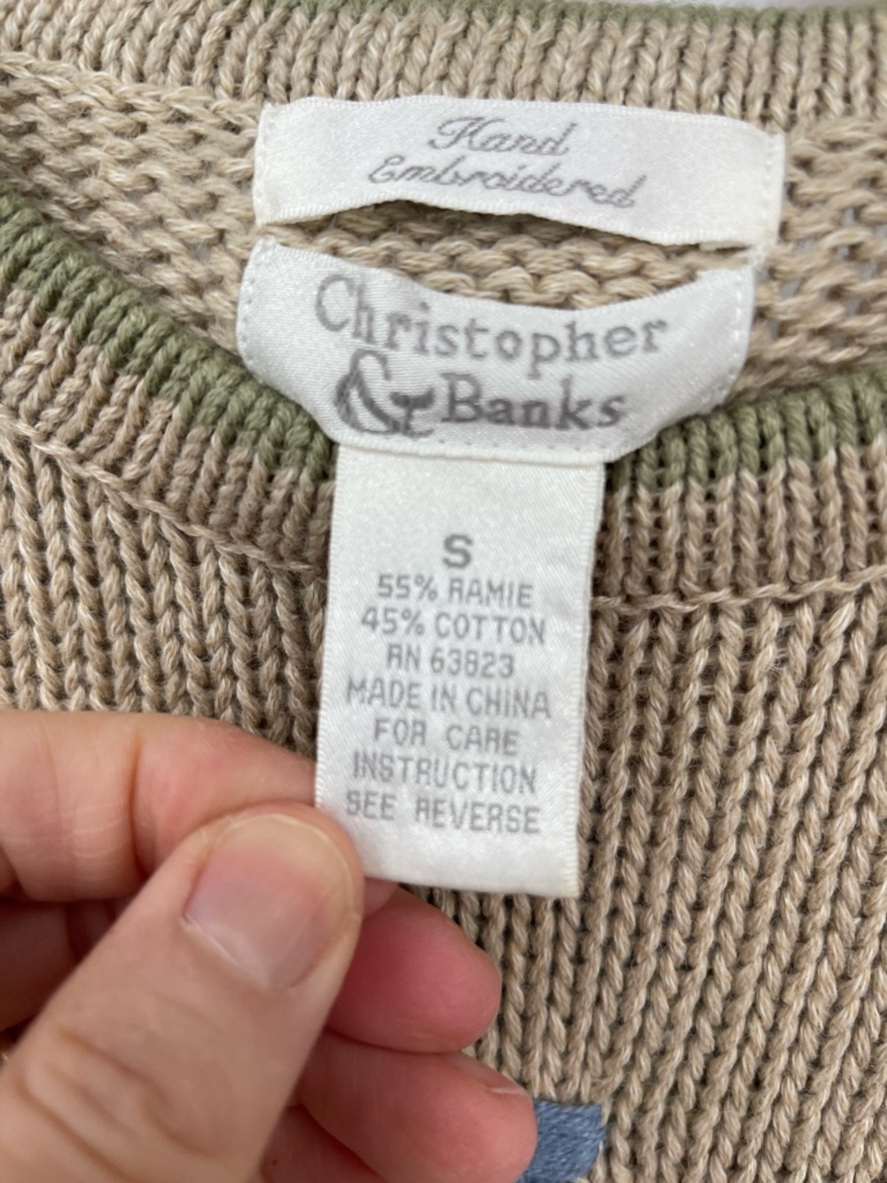 Christopher & Banks Knit Sweater with Blue-Yellow Birdhouse Hand Embroidery - Picture 6 of 13